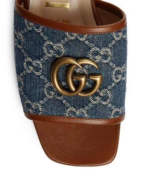 gucci sandalen gold|Gucci jolie denim flats sandals.